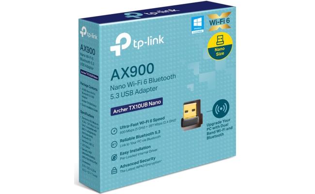 TP-Link Archer TX10UB Nano AX900 Wi-Fi 6 Bluetooth 5.3 USB Adapter, 900 Mbps Dual Band USB 2.0, Omni Directional Antenna, Supports Windows 11/10